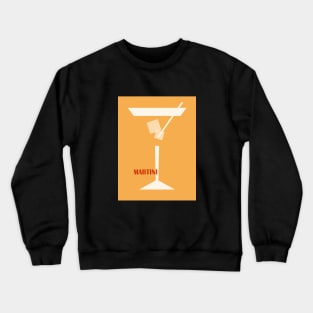 Martini art print, Cocktail, Retro 70s, Aesthetic art, Vintage art, Mid century modern, Minimalist Crewneck Sweatshirt